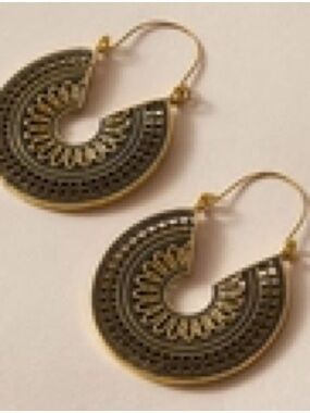 Gold and Black Filigree Drop Earrings - Women Jewelry